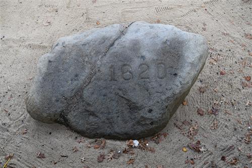 Plymouth Rock, a symbol of the Pilgrim's courage and faith. 