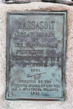 Engraving on statue of Massasoit 